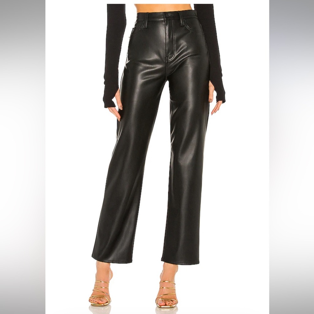 PISTOLA X REVOLVE Cassie faux leather High Straight Pant in Black